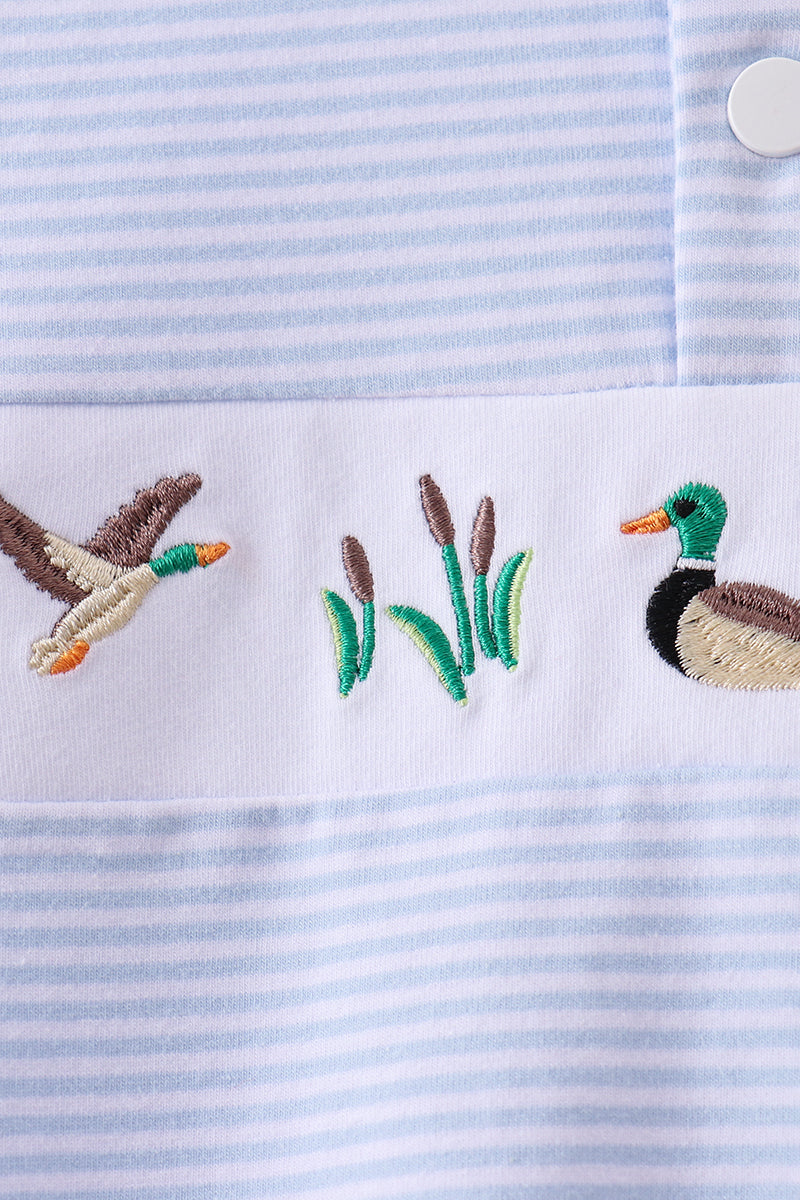 Blue Stripe Duck Embroidery Pullover
