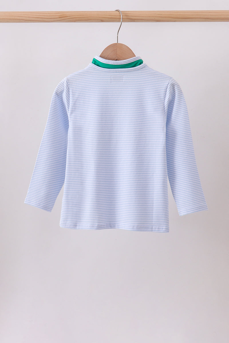 Blue Stripe Duck Embroidery Pullover