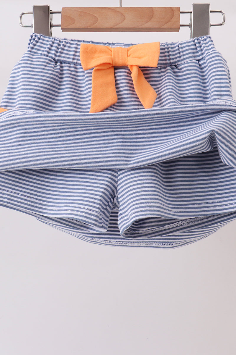 Teal Pumpkin Embroidery Skorts Set