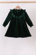 Forest Velvet Ruffle Dress