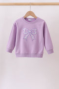 Purple Floral Bow Embroidery Top
