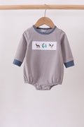 Teal Hunting Embroidery Stripe Bubble
