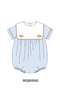 Blue turkey embroidery checkered bubble