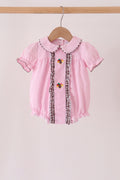 Pink turkey embroidery ruffle gingham bubble