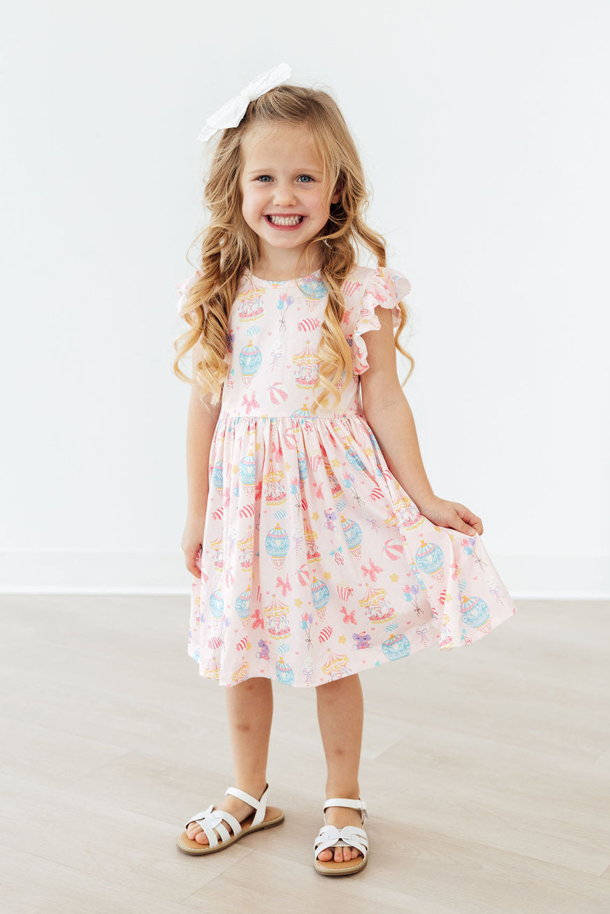 Off to the Circus Flutter Sleeve Twirl Dress