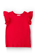 Red S/S Ruffle Tee