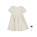The Printed Short Sleeve Dress - Tan Grid