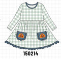 Sage Turkey Embroidery Gingham Dress