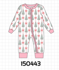 Pink Christmas Tree Bow Romper