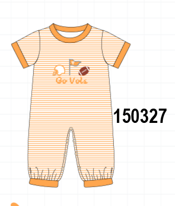 Orange Tennessee Go Vols Embroidery Romper
