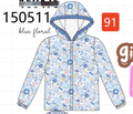 Blue Floral Ruffle Raincoat