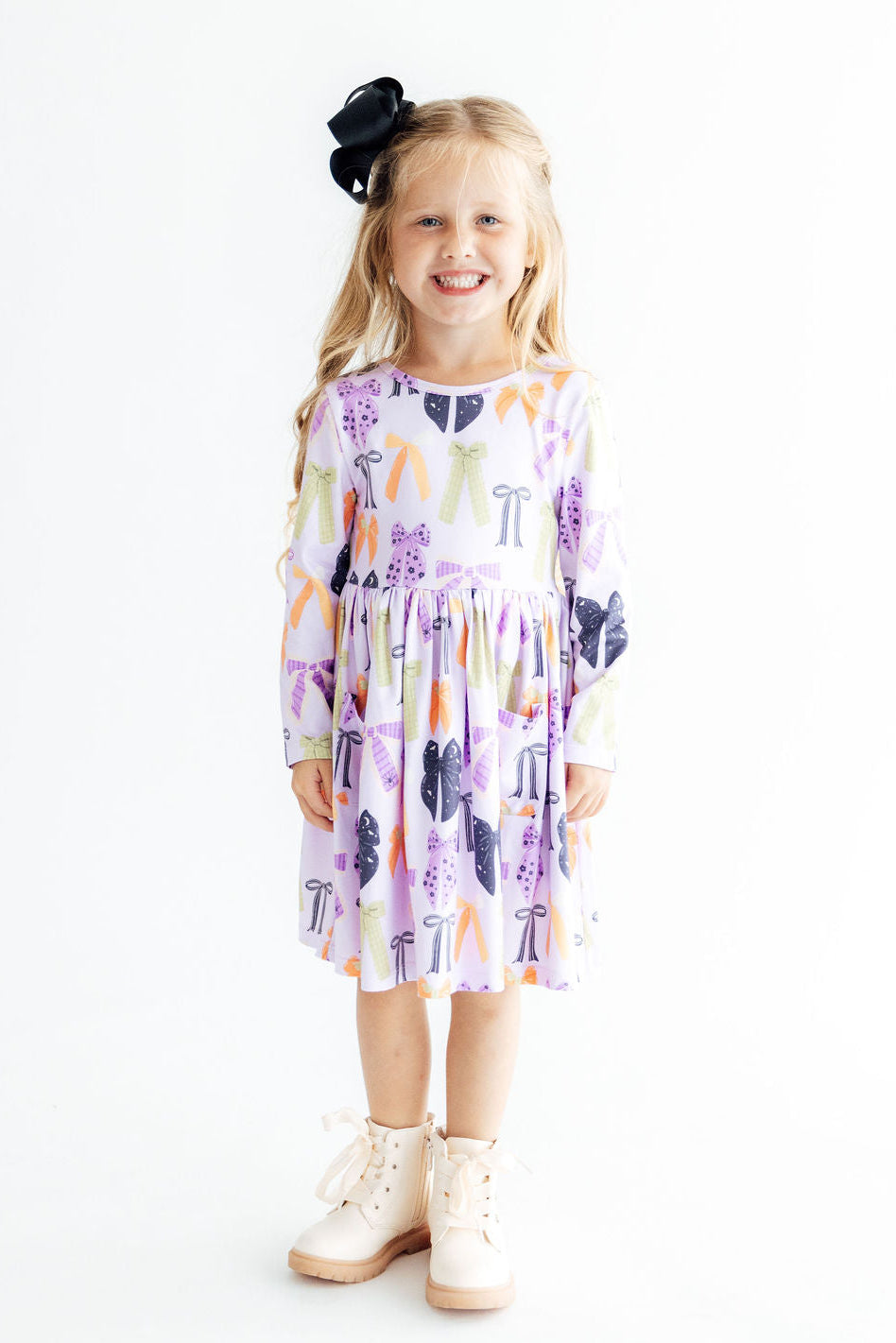 Tied With A Boo Lavender L/S Pocket Twirl Dress