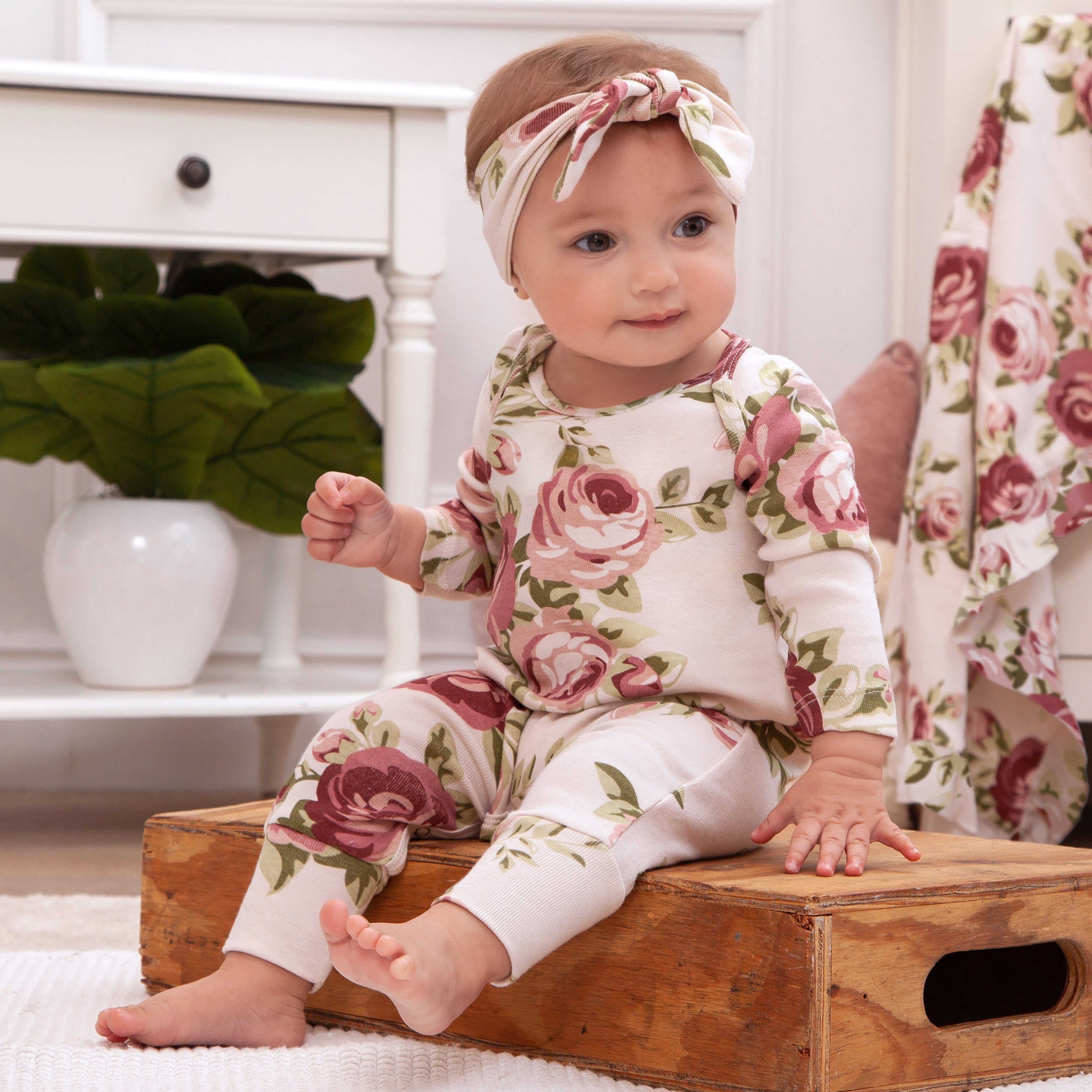 Baby Girl Floral Rose Cotton Romper