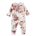 Baby Girl's Floral Rose Cotton Zippered Romper