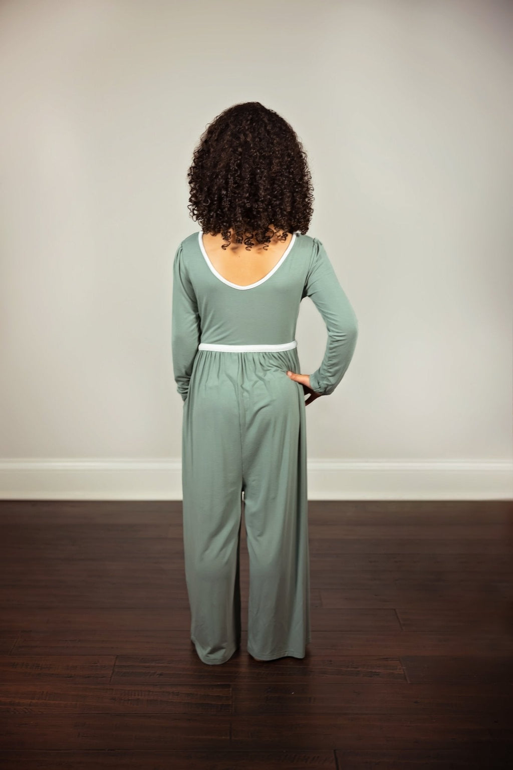Wide Leg Romper In Sage Green
