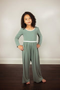 Wide Leg Romper In Sage Green