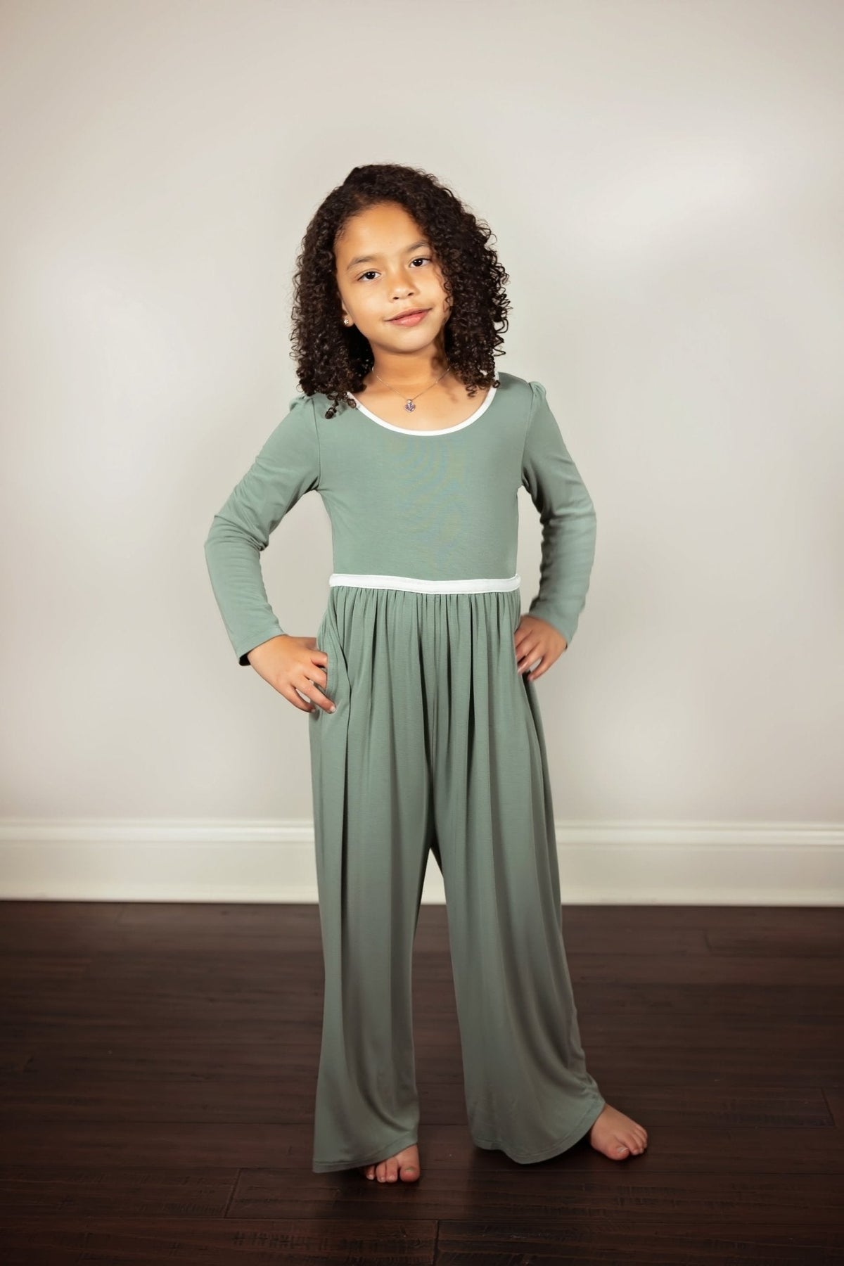 Wide Leg Romper In Sage Green